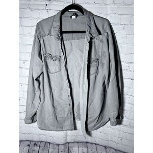 TORRID‎ LADIES GRAY LONG SLEEVE BUTTON FRONT SHIRT SZ (2)  EUC GENTLY WORN